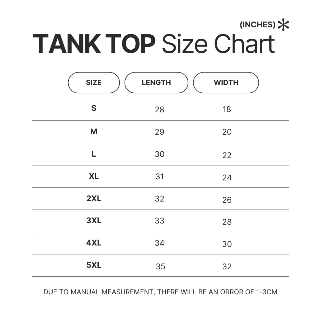 Tank Top Size Chart - Parkway Drive Shop