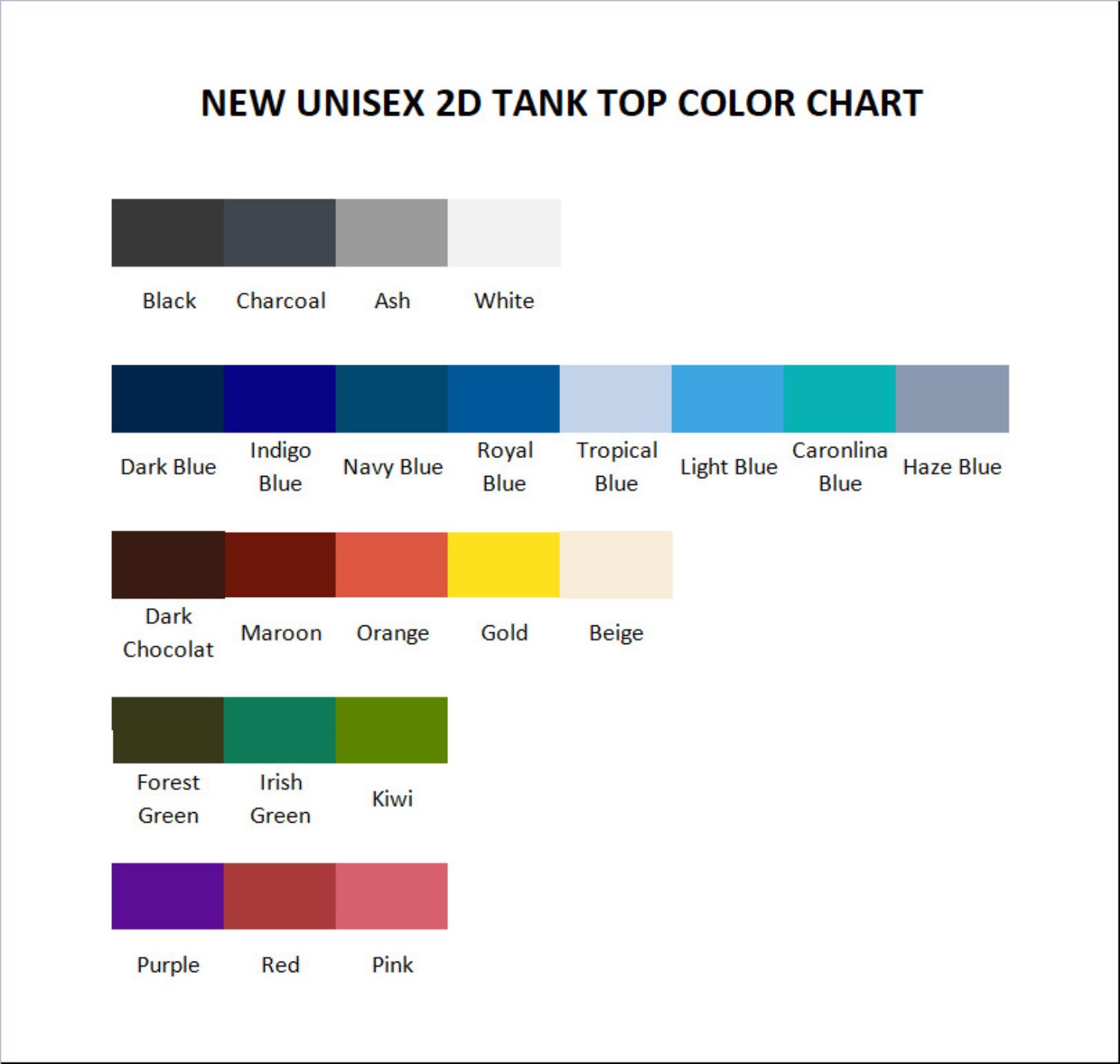 tank top color chart - Parkway Drive Shop