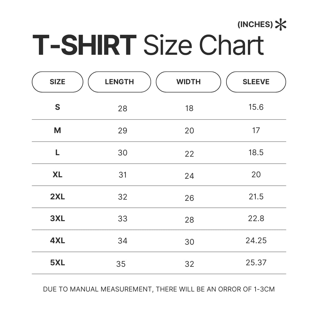 T shirt Size Chart - Parkway Drive Shop